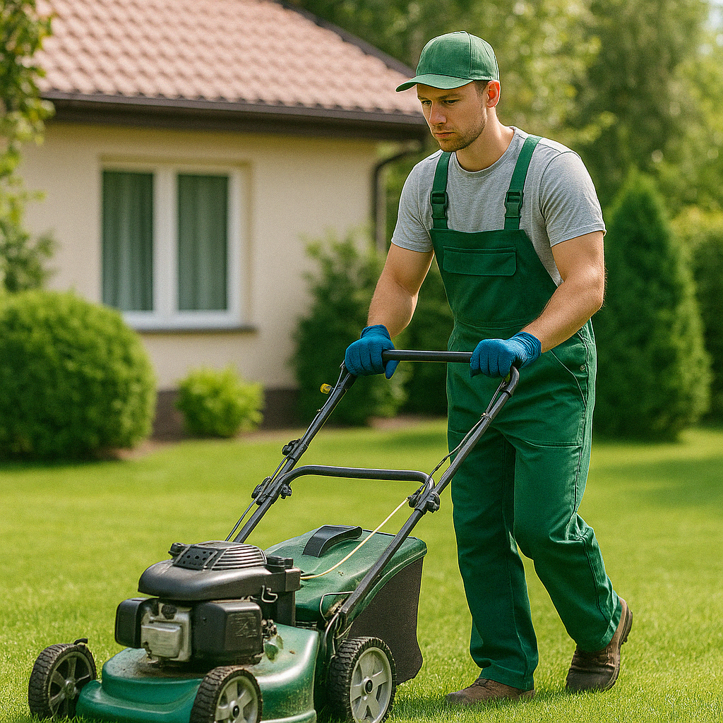 Jardinero profesional trabajando en un jardín en Sevilla
